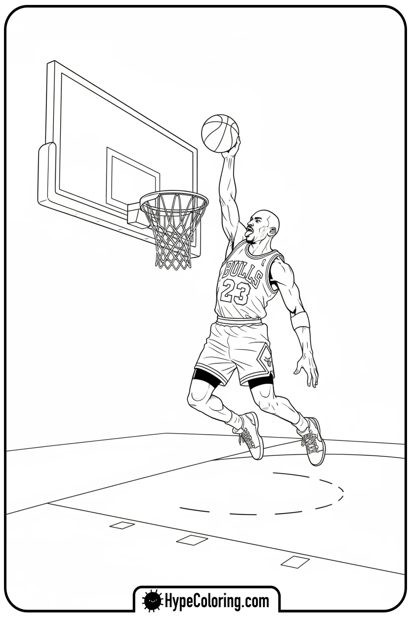 mj-dunking-with-tongue-out - michael jordan coloring pages