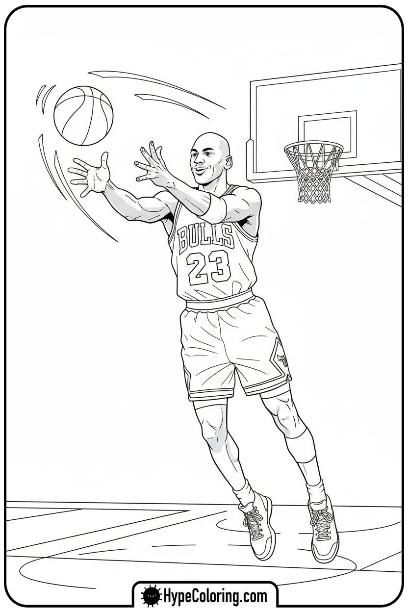mj-making-a-chest-pass - michael jordan coloring pages