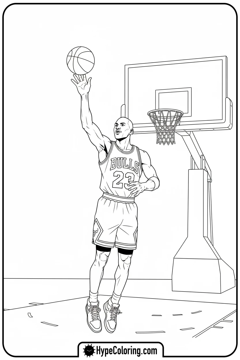 mj-taking-a-free-throw - michael jordan coloring pages