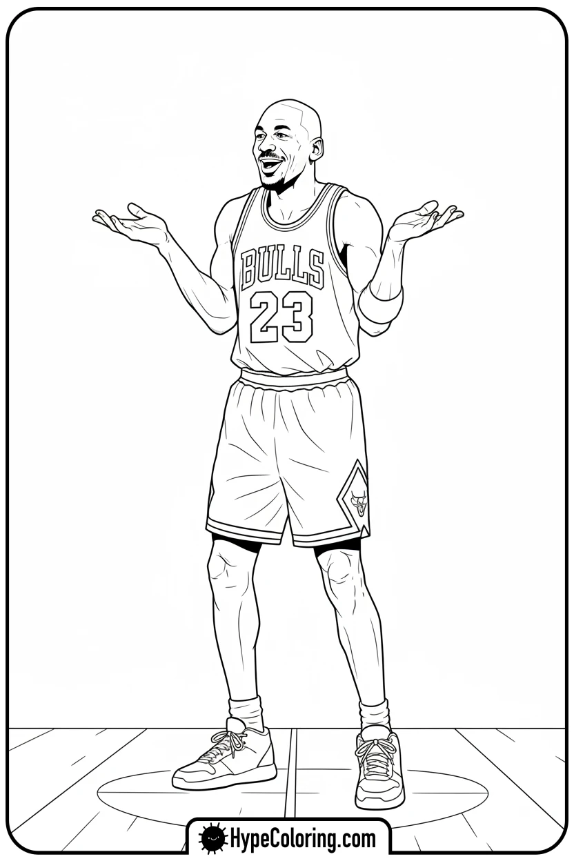 mj-doing-the-shrug-gesture - michael jordan coloring pages