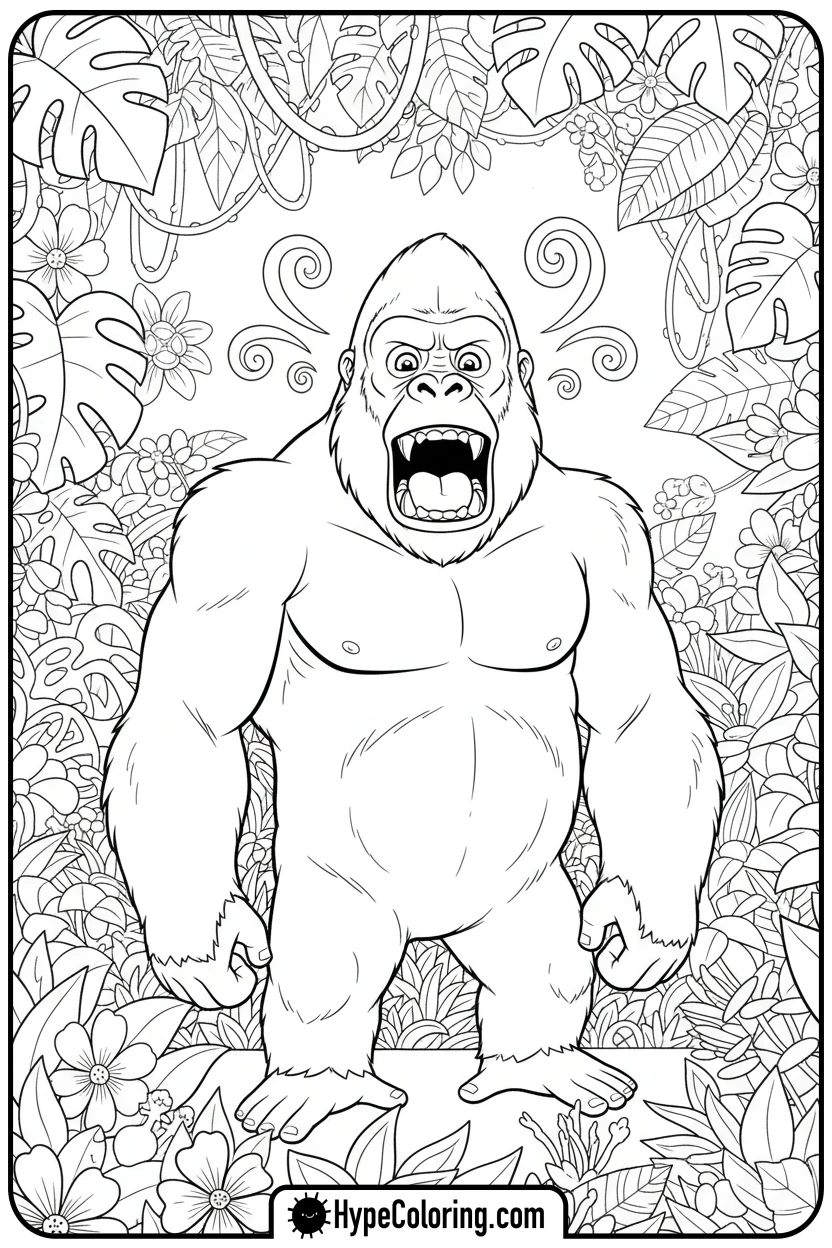 king-kong-friendly-roar - king kong coloring pages