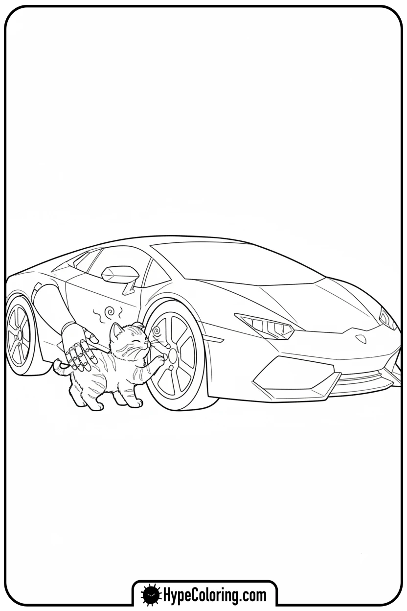 lambo-petting-a-kitten - lambo coloring pages