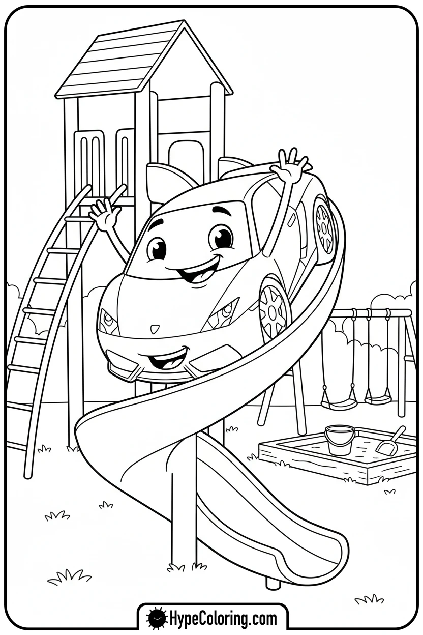lambo-on-a-slide - lambo coloring pages