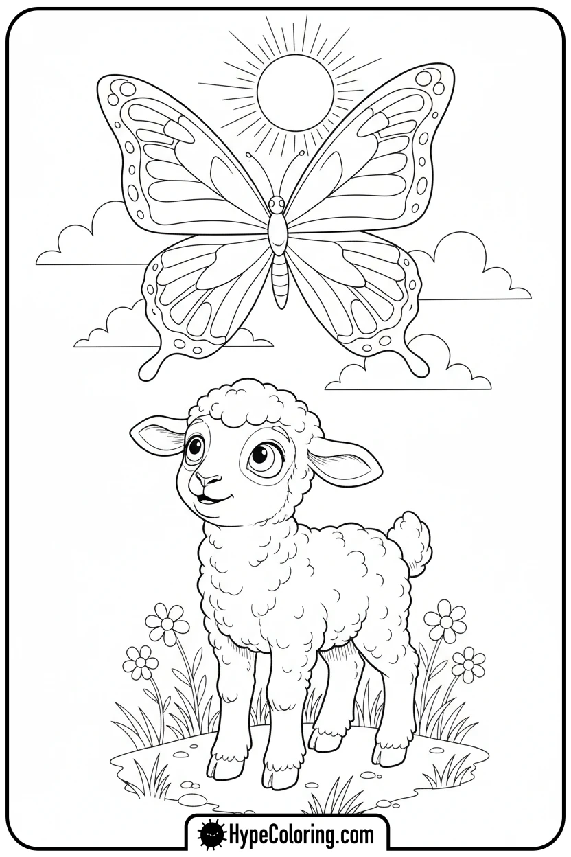 lambo-watching-butterfly - lambo coloring pages