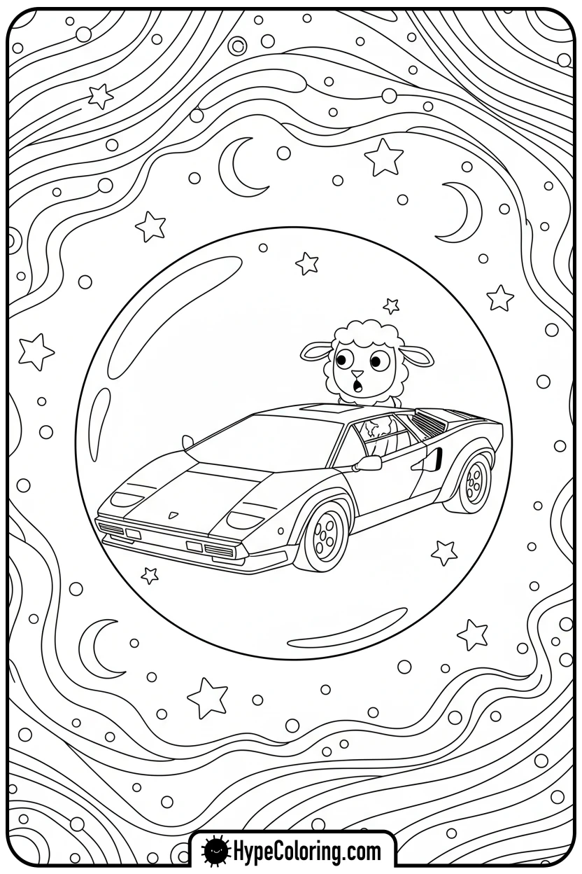 lambo-floating-in-a-bubble - lambo coloring pages