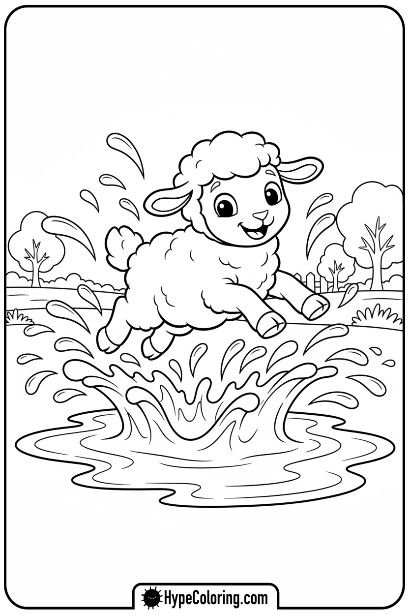 lambo-splashing-in-puddle - lambo coloring pages