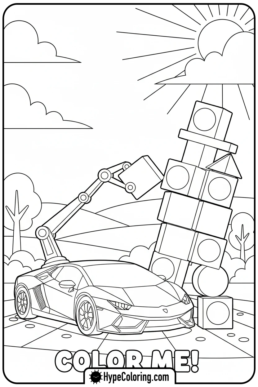 lambo-building-blocks - lambo coloring pages