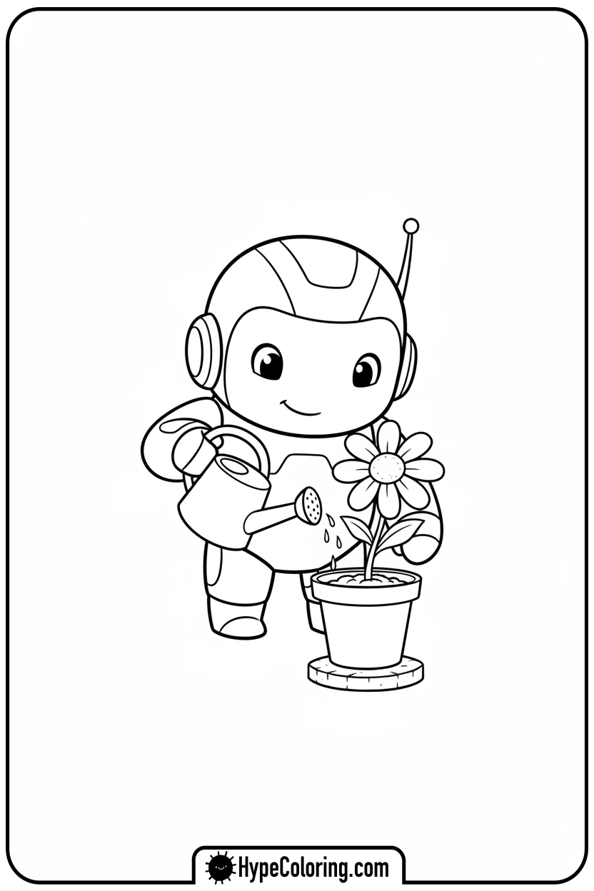 lambo-watering-flower - lambo coloring pages