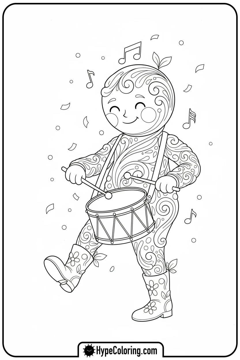 march-playing-a-small-drum - march coloring page