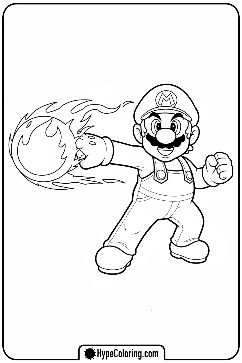 fire-mario-shooting-fireball - mario luigi coloring pages