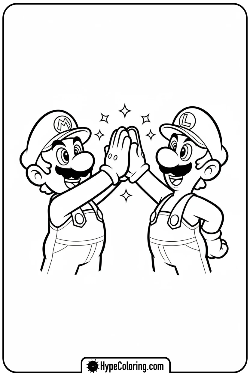 mario-and-luigi-high-fiving - mario luigi coloring pages