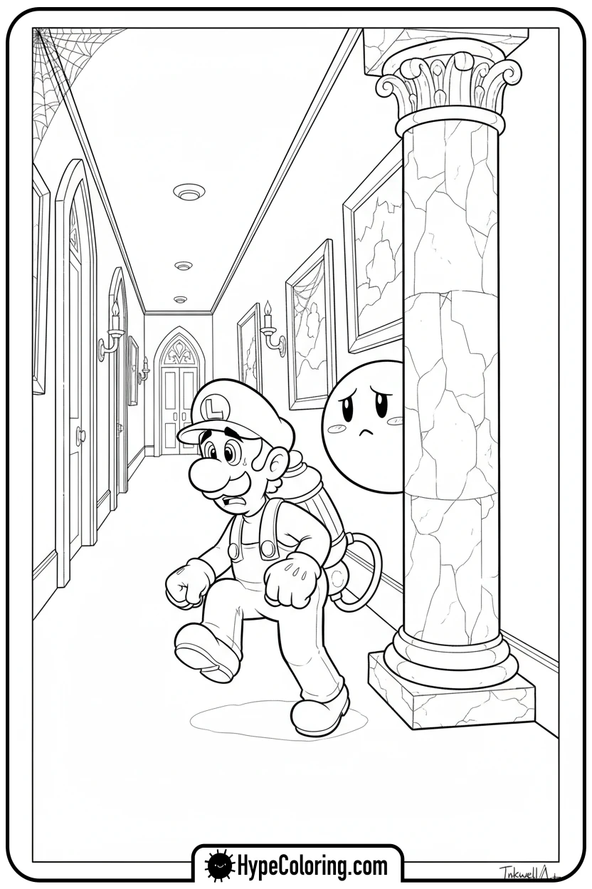 luigi-in-haunted-mansion - mario luigi coloring pages