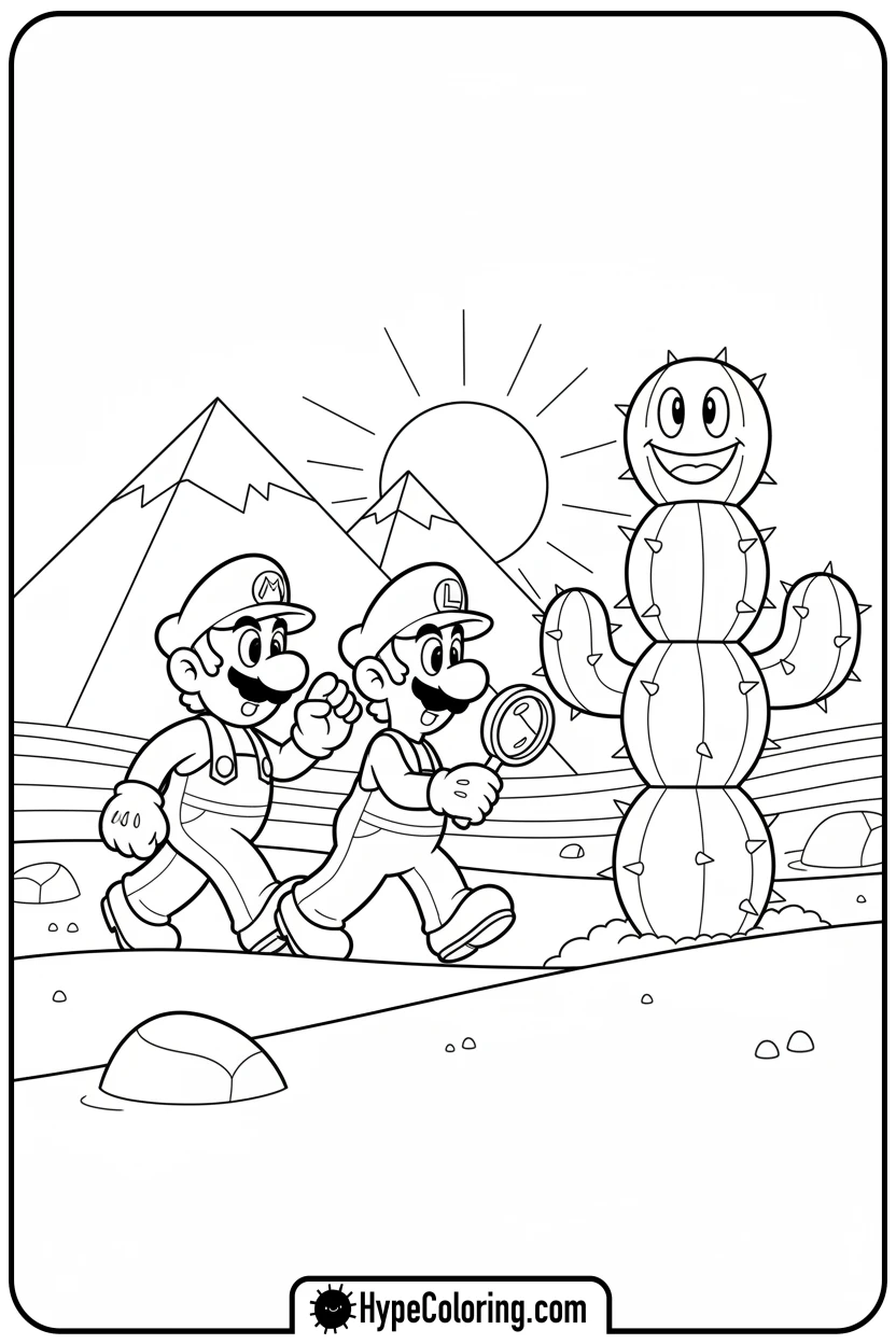 mario-and-luigi-in-desert - mario luigi coloring pages