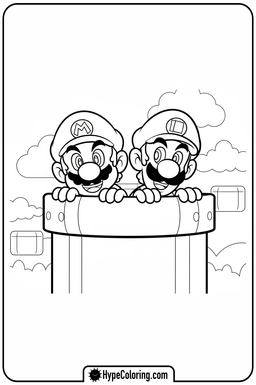 mario-and-luigi-peeking - mario luigi coloring pages
