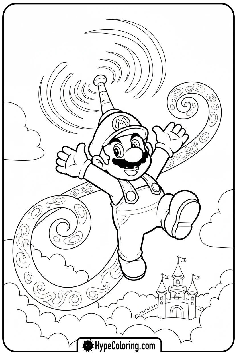 propeller-mario-flying - mario luigi coloring pages