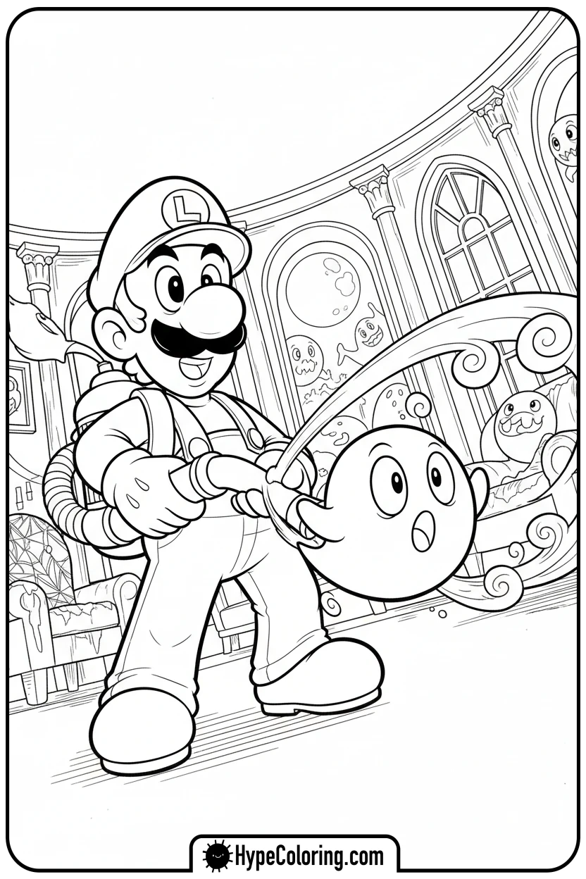 luigi-vacuuming-ghost - mario luigi coloring pages