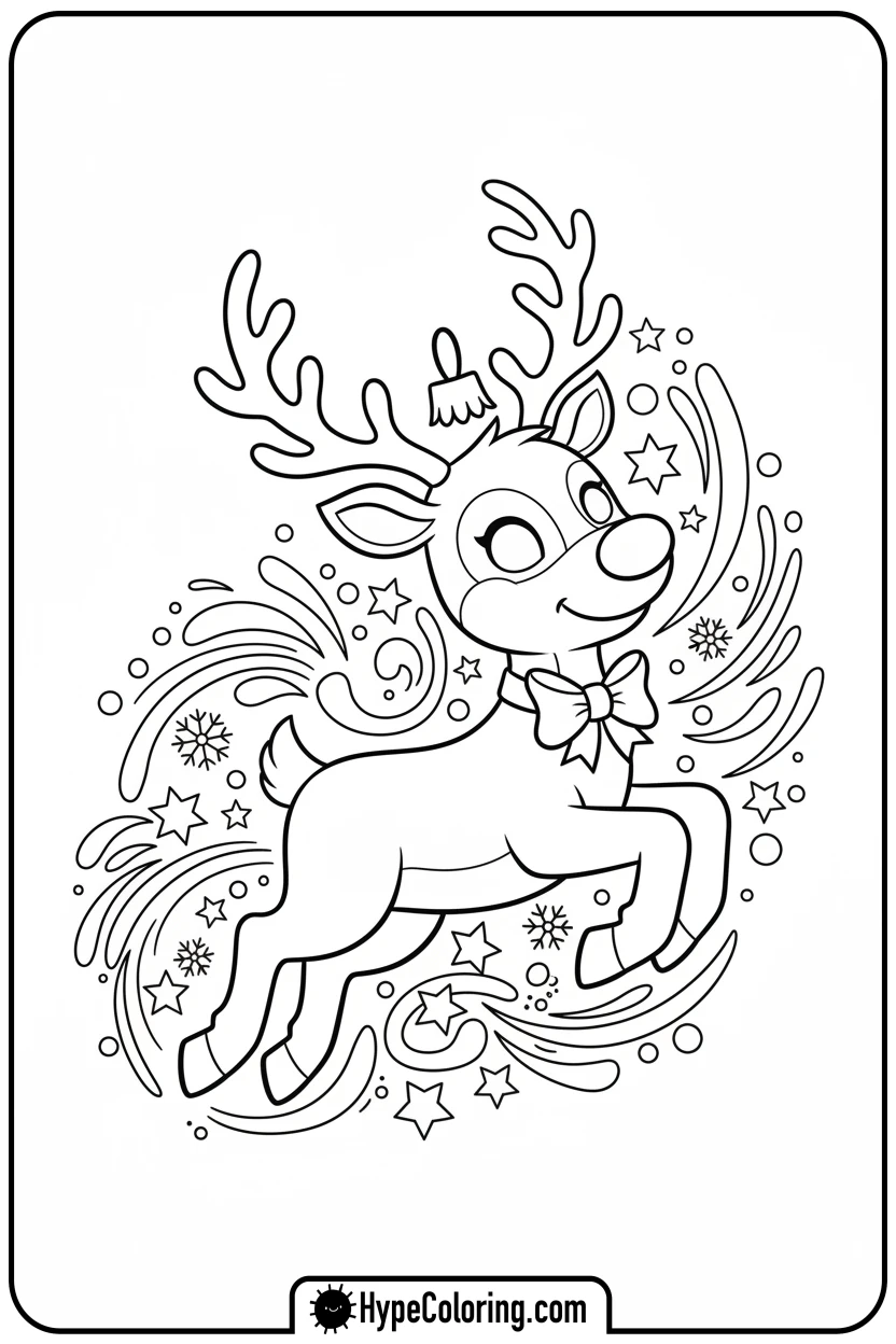 leaping-reindeer-ornament - ornament coloring pages