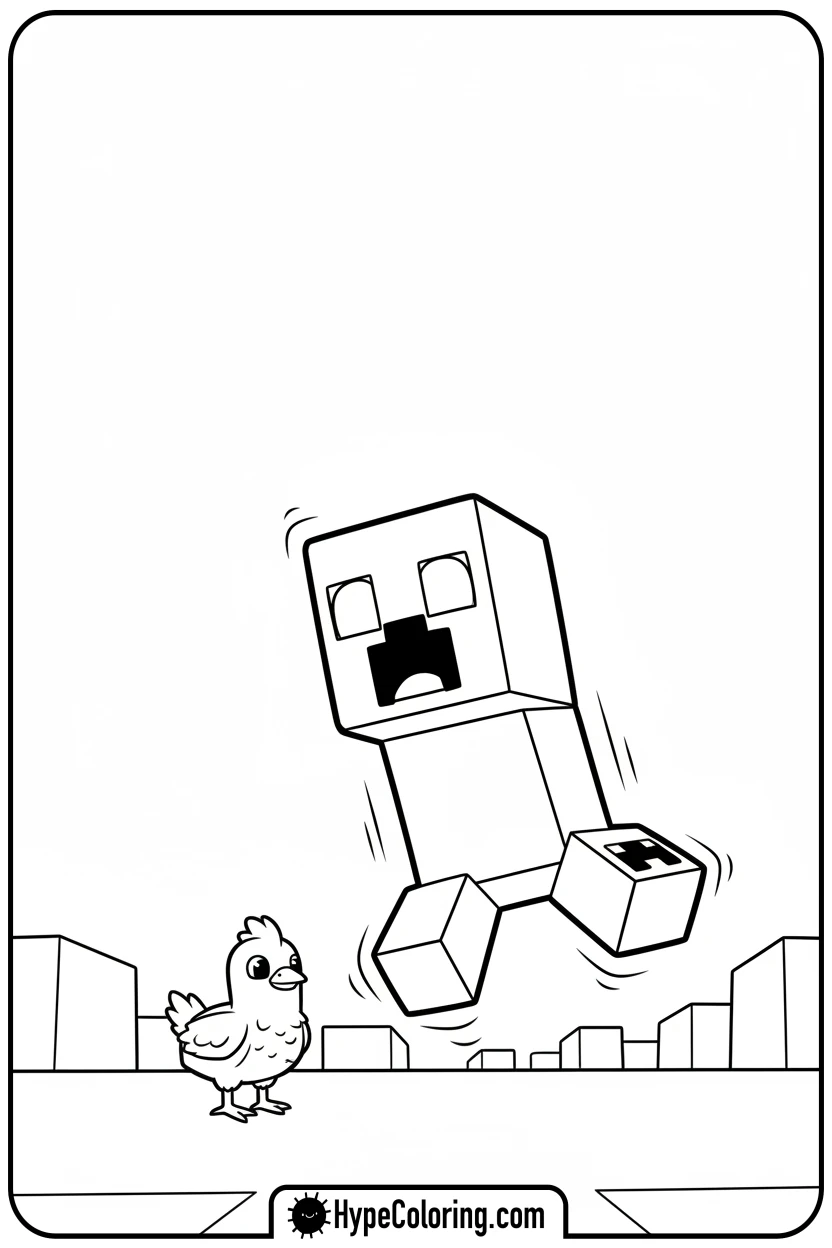 surprised-creeper-by-chicken - creeper minecraft coloring page