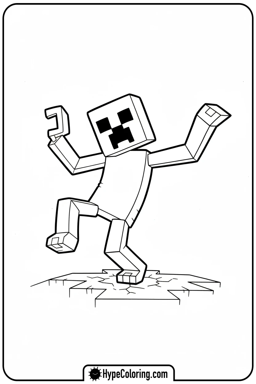 creeper-doing-silly-dance - creeper minecraft coloring page
