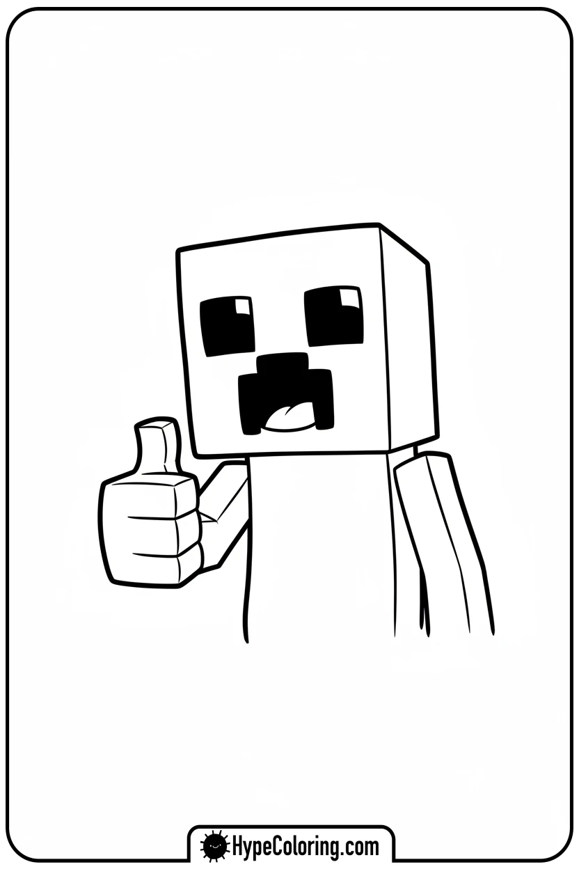creeper-giving-thumbs-up - creeper minecraft coloring page