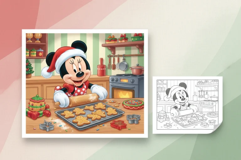 minnie-mouse-enthusiastically-baking-a - disney christmas coloring pages