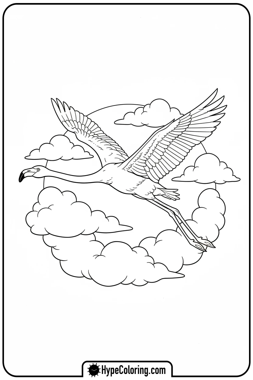 flamingo-flying-high - flamingo coloring pages