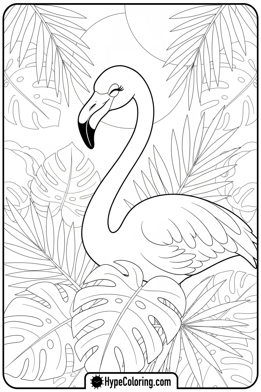 flamingo-playing-hide-and-seek - flamingo coloring pages