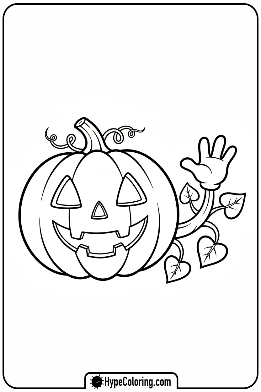 Click to download PDF friendly-jack-o-lantern-waving - jack o lantern coloring page