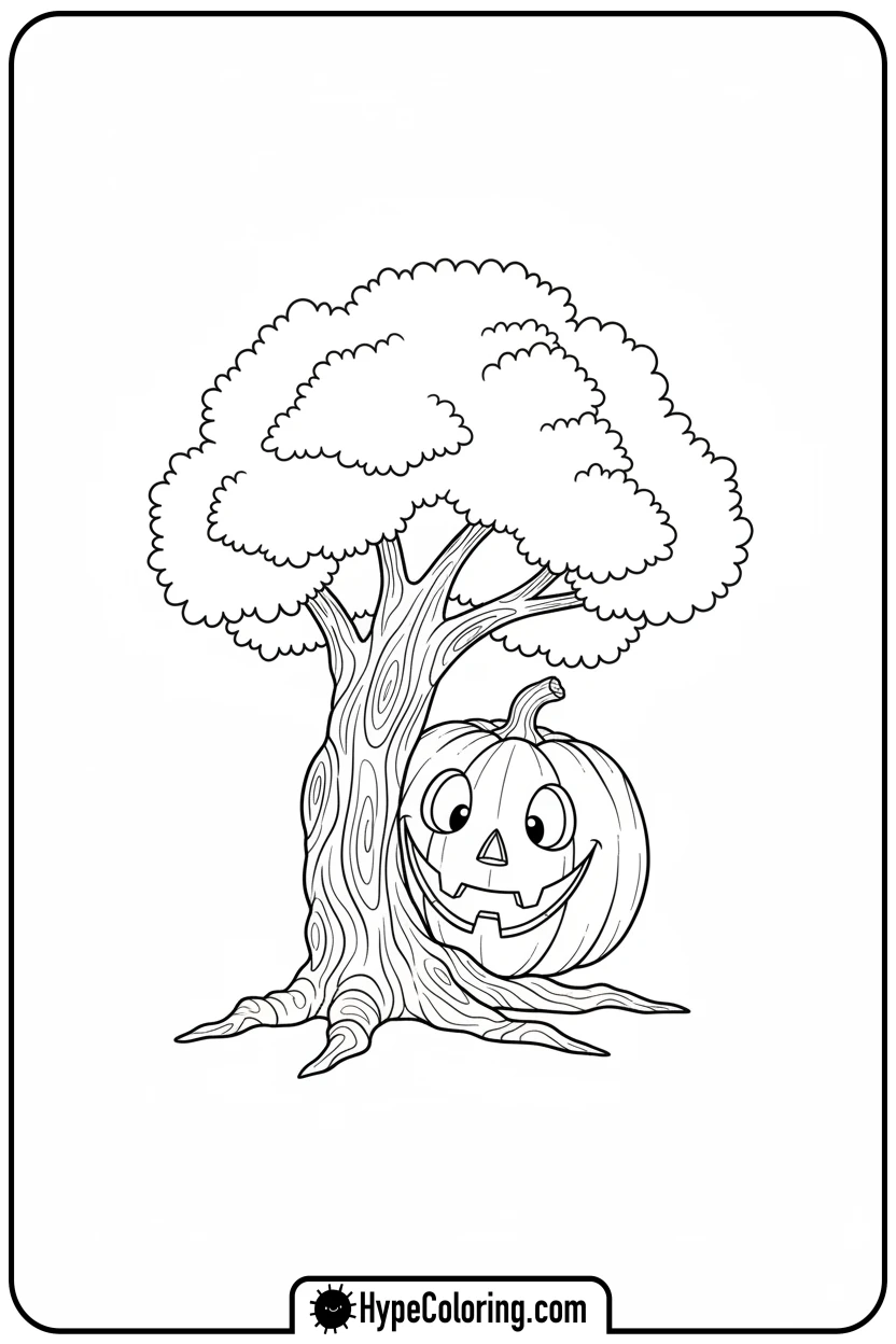 Click to download PDF jack-o-lantern-playing-hide-and-seek - jack o lantern coloring page