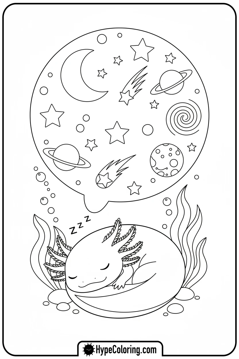 axolotl-dreaming-of-stars - axolotl coloring page