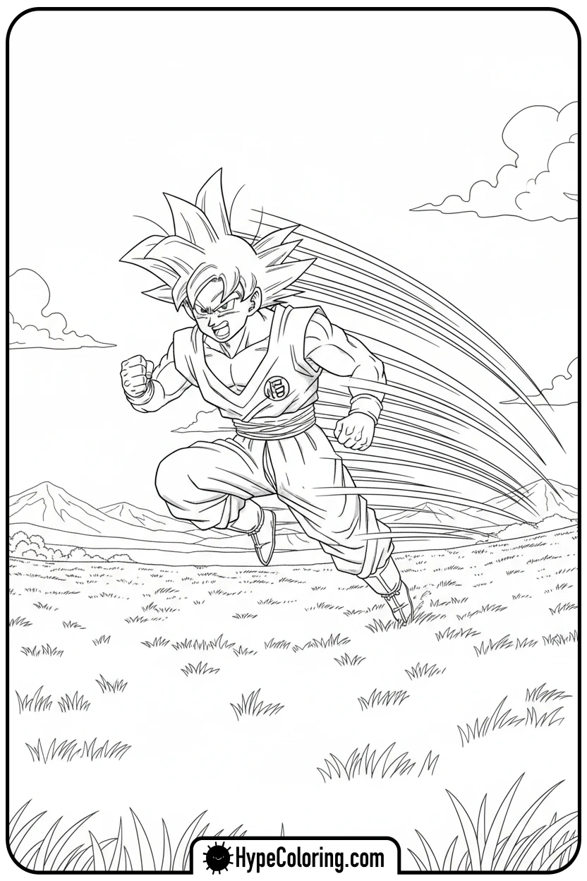 goku-running-fast - goku coloring pages
