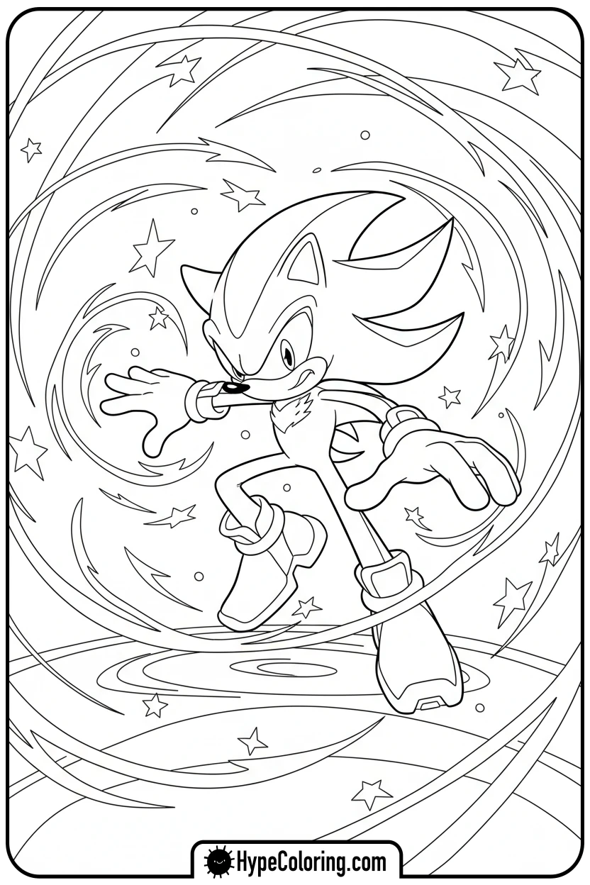 shadow-using-chaos-control - shadow the hedgehog coloring pages