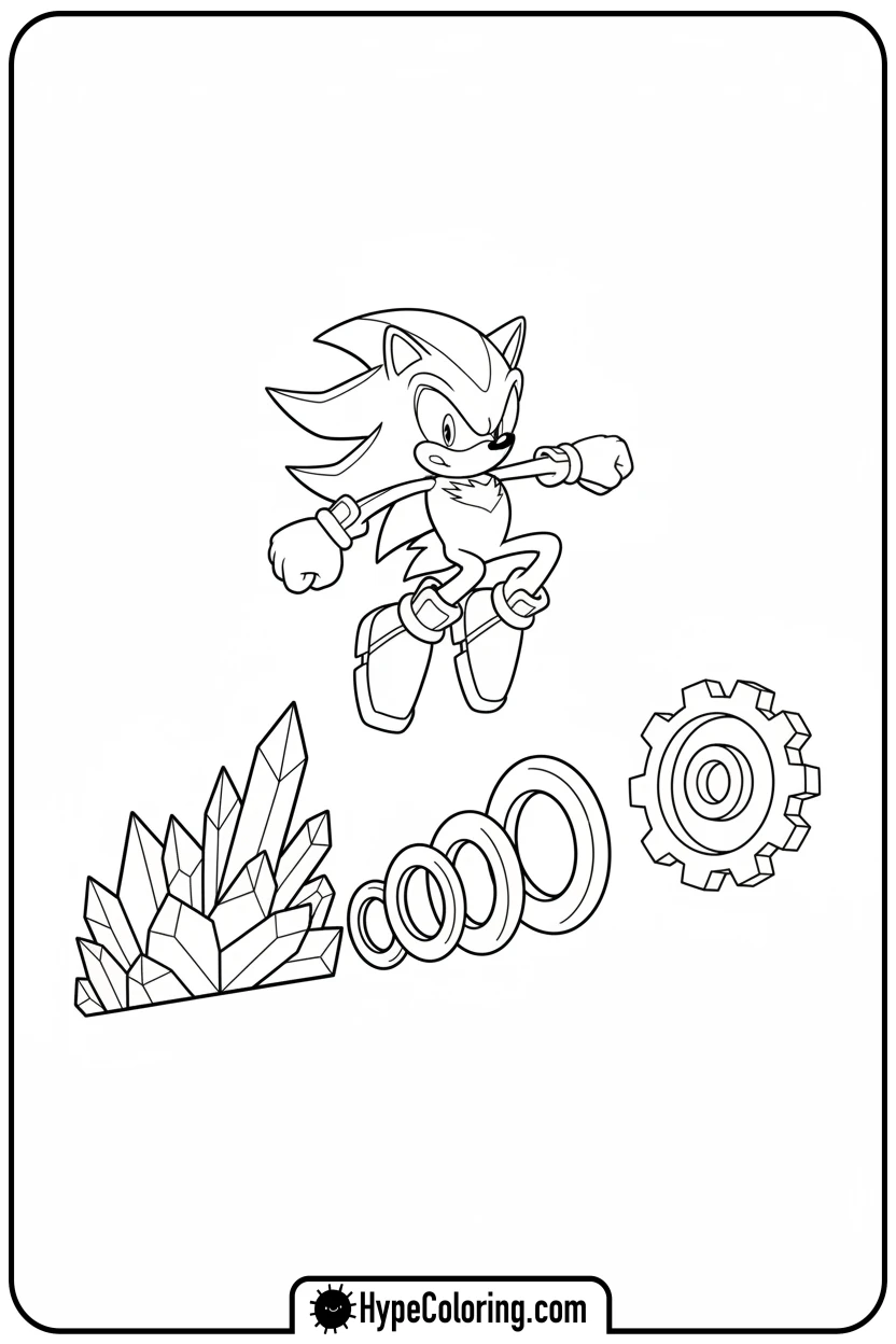 shadow-jumping-over-obstacles - shadow the hedgehog coloring pages
