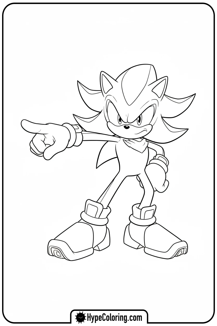 shadow-pointing-forward - shadow the hedgehog coloring pages