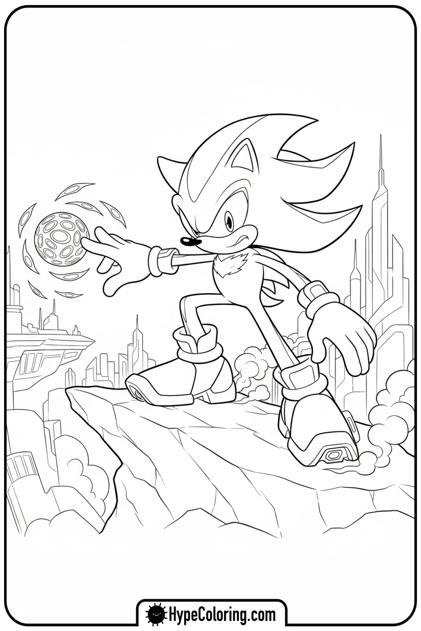 shadow-charging-chaos-spear - shadow the hedgehog coloring pages
