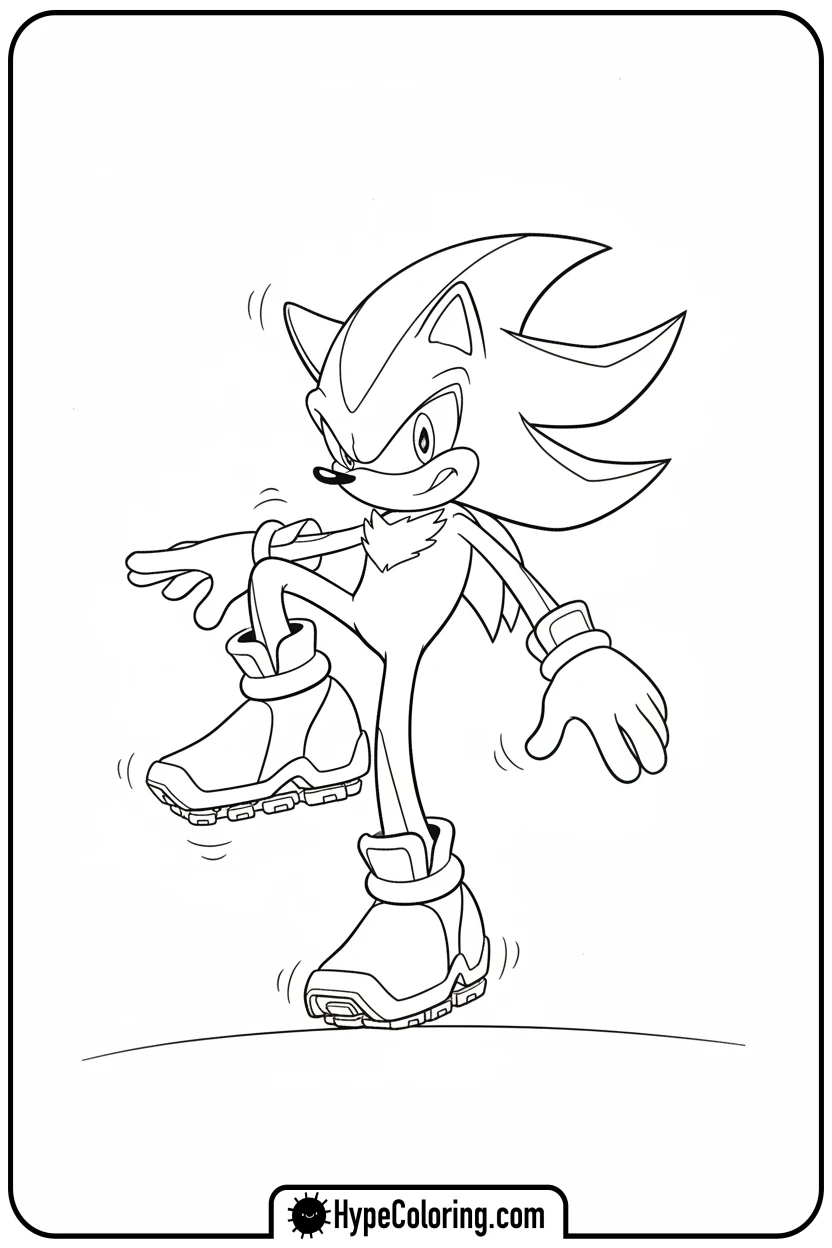 shadow-balancing-on-one-leg - shadow the hedgehog coloring pages
