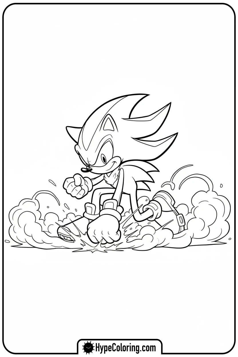 shadow-dramatic-landing - shadow the hedgehog coloring pages