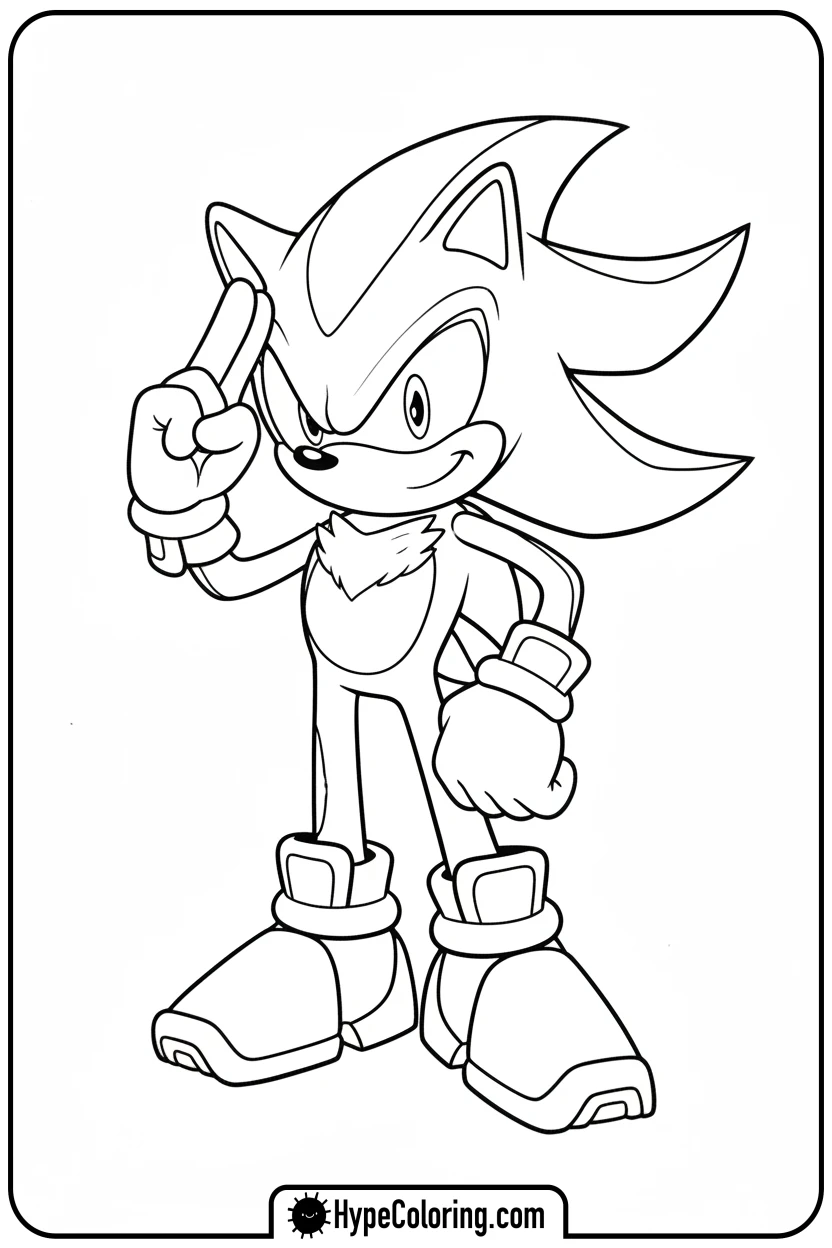 shadow-two-finger-salute - shadow the hedgehog coloring pages
