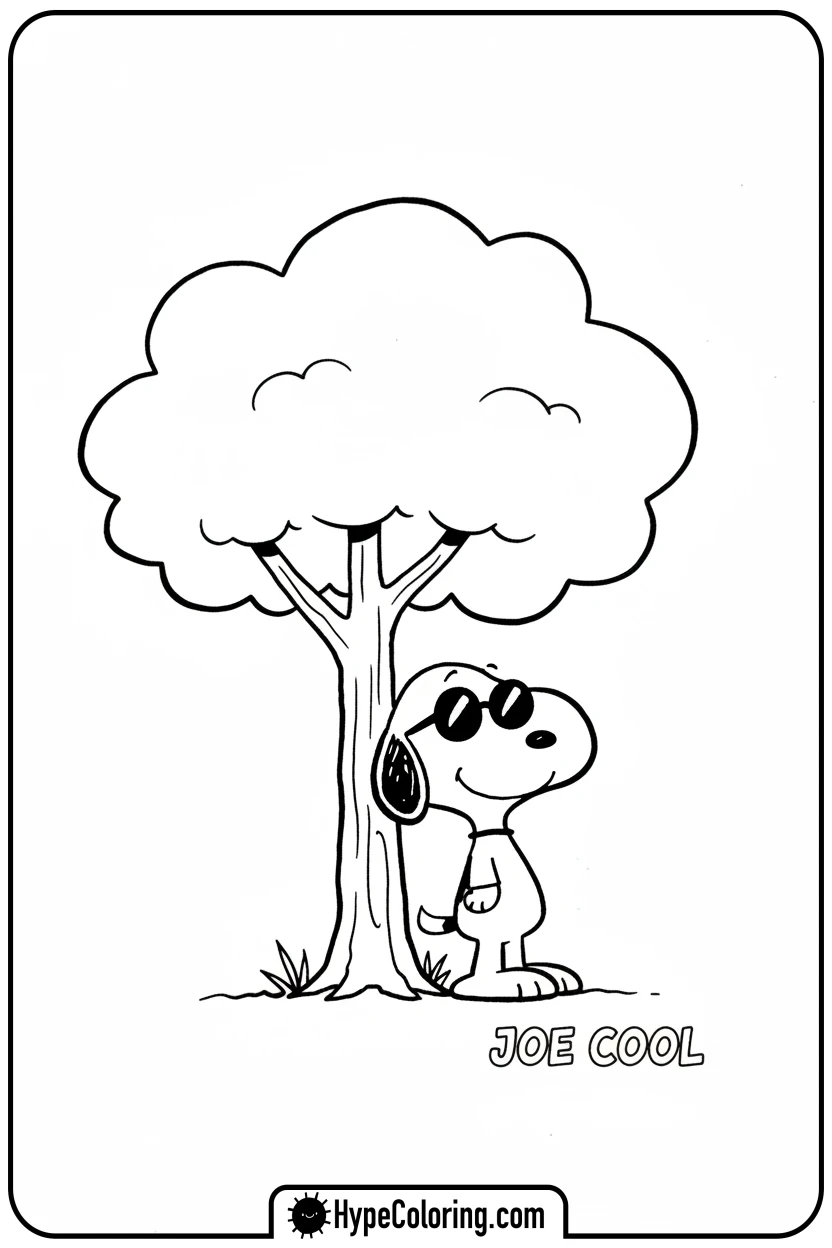 joe-cool-snoopy-by-tree - snoopy coloring pages