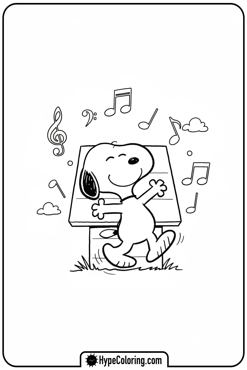 snoopy-doing-happy-dance - snoopy coloring pages