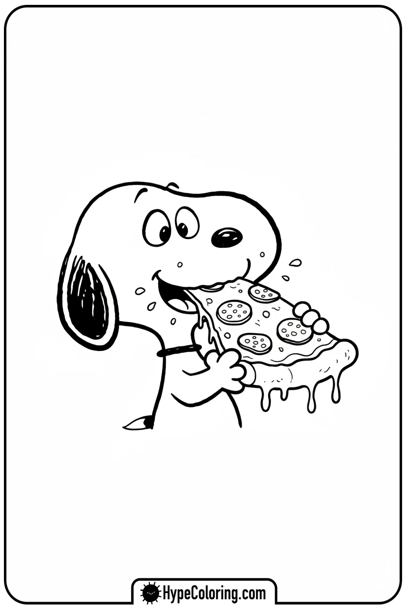 snoopy-eating-pizza - snoopy coloring pages