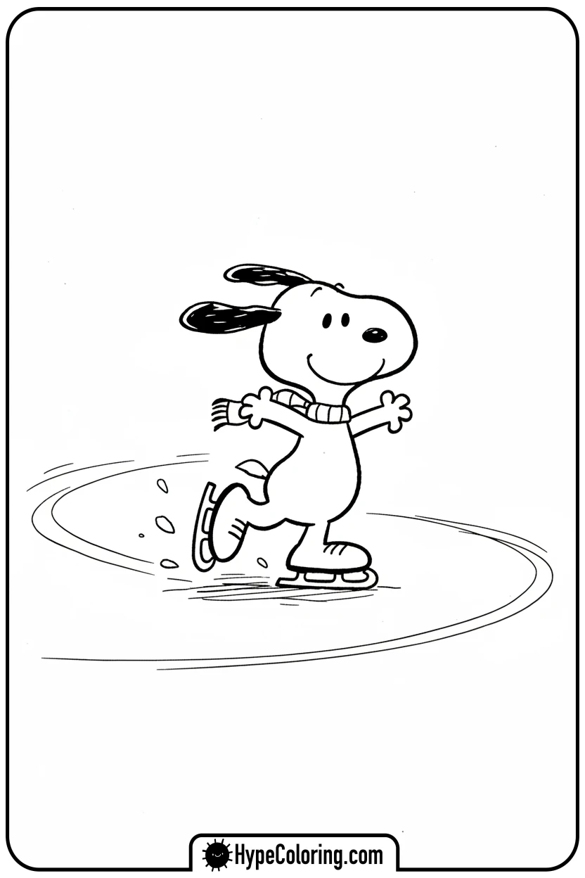 snoopy-ice-skating - snoopy coloring pages