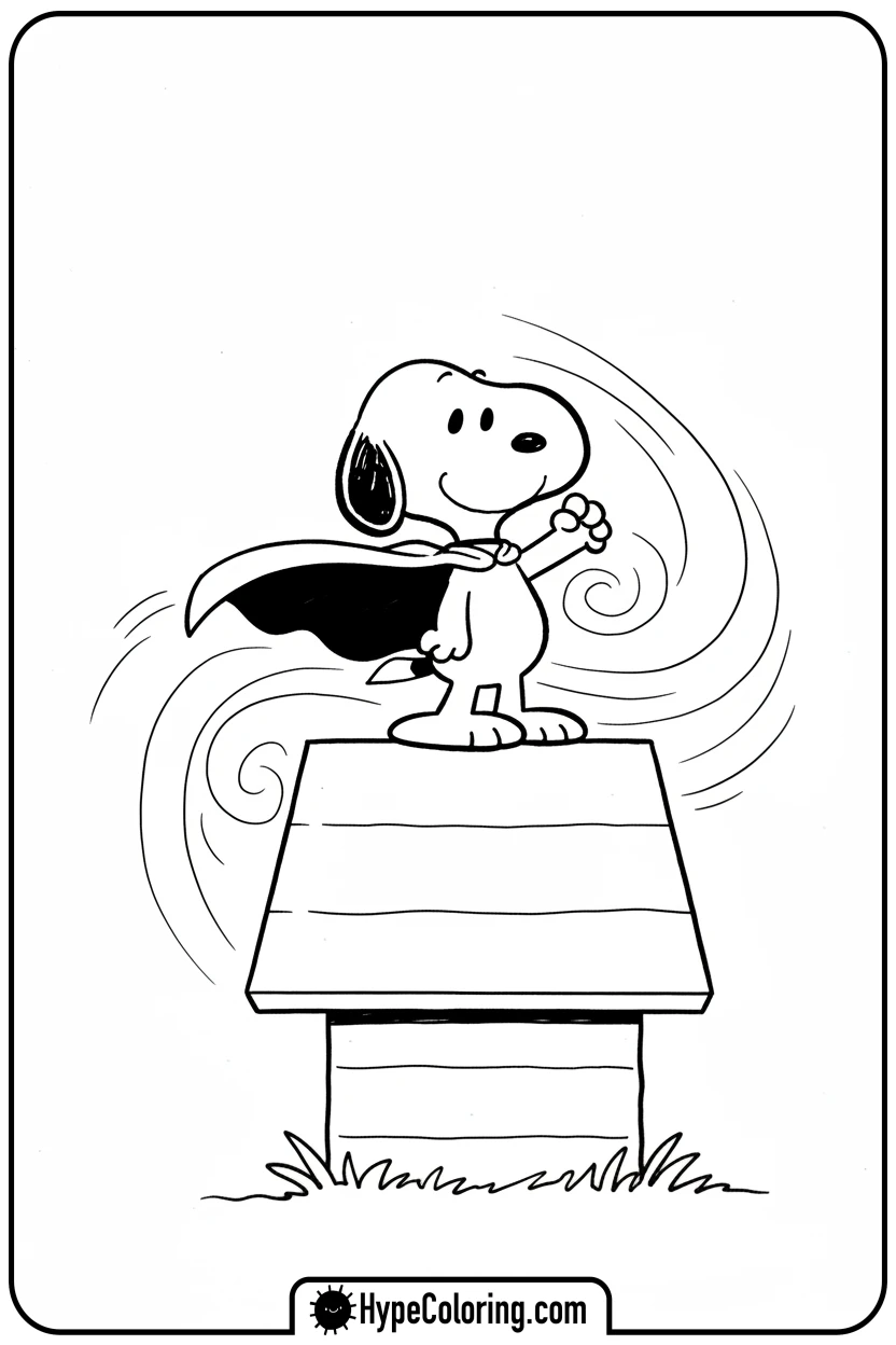 masked-marvel-snoopy-hero-pose - snoopy coloring pages