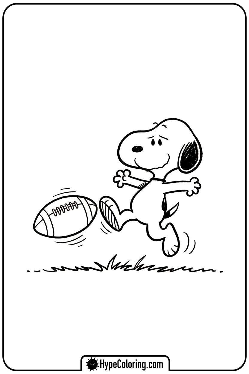 snoopy-kicking-football - snoopy coloring pages