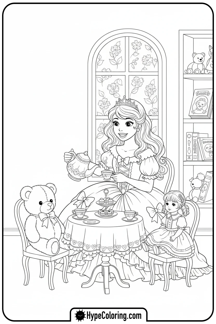 princess-tea-party - princess coloring pages printable