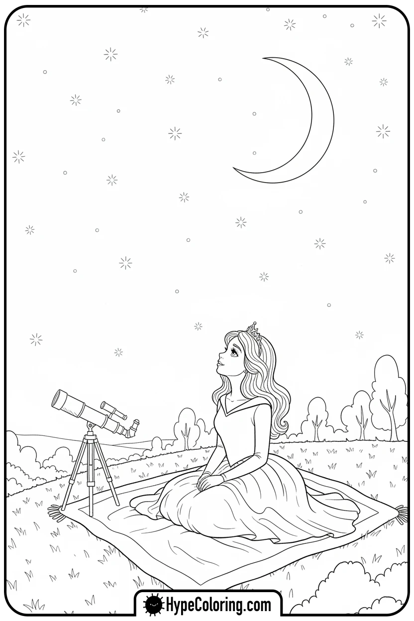princess-stargazing - princess coloring pages printable