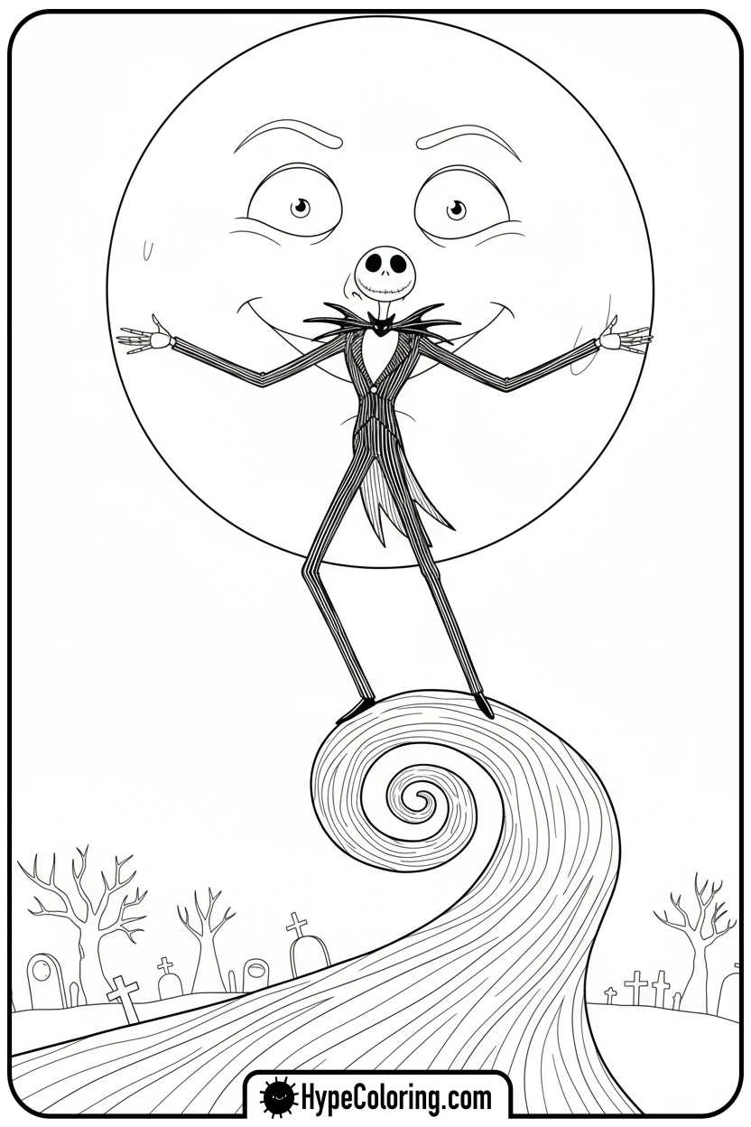 Click to download PDF jack-on-spiral-hill - nightmare before christmas coloring pages