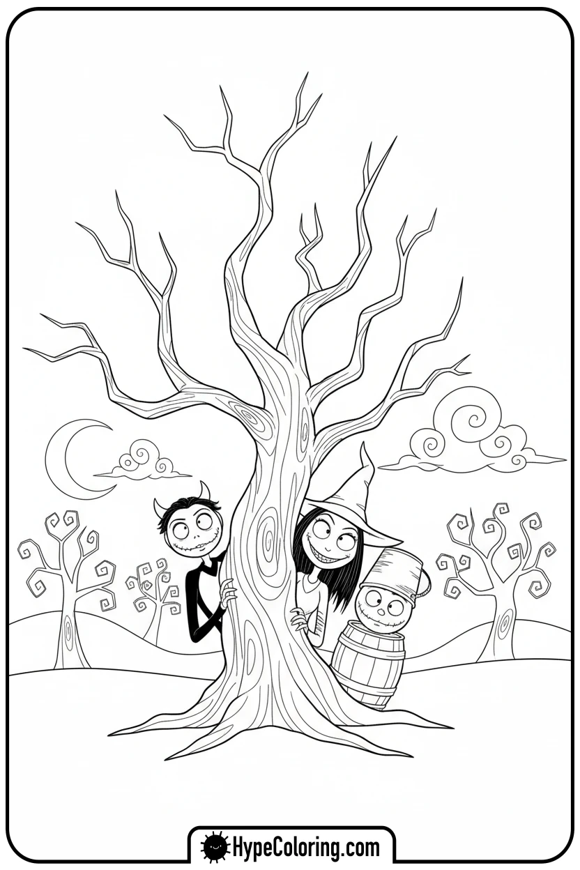 Click to download PDF lock-shock-barrel-peeking - nightmare before christmas coloring pages