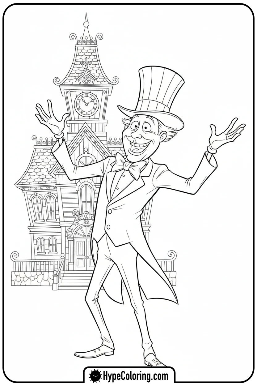 Click to download PDF mayor-in-front-of-town-hall - nightmare before christmas coloring pages