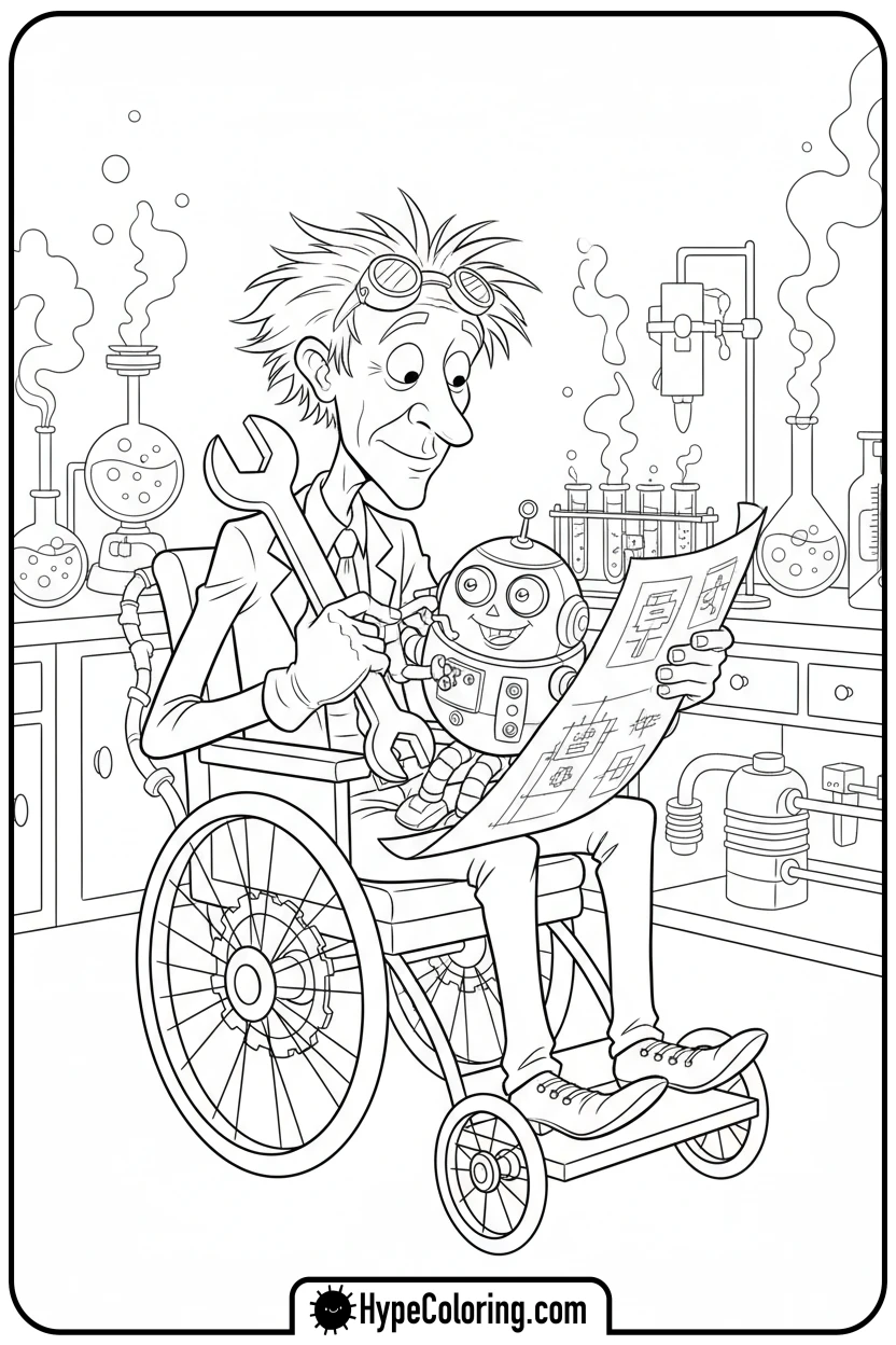 Click to download PDF dr-finklestein-with-robot - nightmare before christmas coloring pages